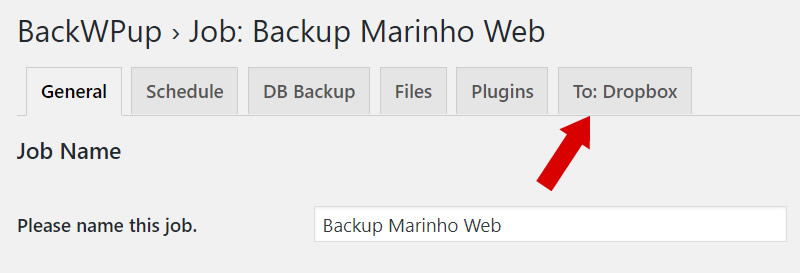 salvando backup no dropbox