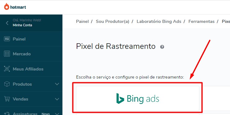 pixel de rastreamento do bing ads na hotmart