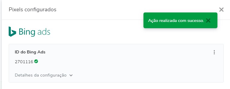 pixel do bing configurado na hotmart