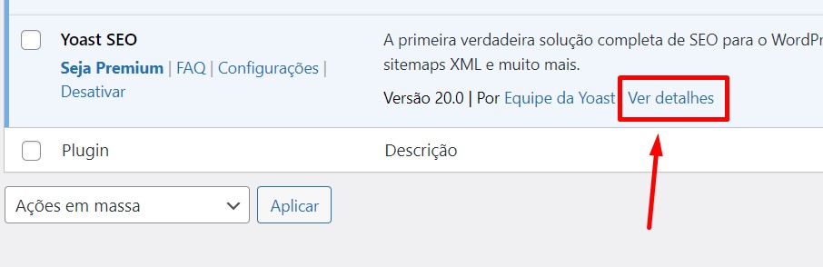 ver detalhes dos plugins